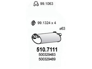 ASSO 510.7111 galinis duslintuvas 
 Išmetimo sistema -> Duslintuvas
500329483, 500329489