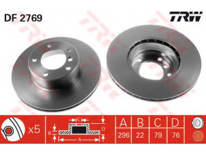 TRW DF2769 stabdžių diskas 
 Stabdžių sistema -> Diskinis stabdys -> Stabdžių diskas
34111163013, 34111163081, 34111164839