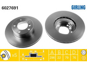 GIRLING 6027691 stabdžių diskas 
 Stabdžių sistema -> Diskinis stabdys -> Stabdžių diskas
34111163013, 34111163081, 34111164839