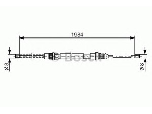 BOSCH 1 987 477 335 trosas, stovėjimo stabdys 
 Stabdžių sistema -> Valdymo svirtys/trosai
60 25 002 628