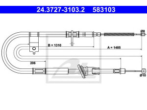 ATE 24.3727-3103.2 trosas, stovėjimo stabdys 
 Stabdžių sistema -> Valdymo svirtys/trosai
59760-22000, 59760-22100, 59760-22110