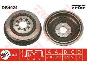 TRW DB4024 stabdžių būgnas 
 Stabdžių sistema -> Būgninis stabdys -> Stabdžių būgnas
21013502070, 4169144