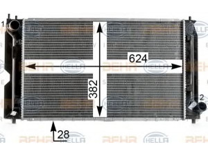 HELLA 8MK 376 900-331 radiatorius, variklio aušinimas 
 Aušinimo sistema -> Radiatorius/alyvos aušintuvas -> Radiatorius/dalys
16400-0G020