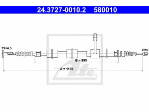 ATE 24.3727-0010.2 trosas, stovėjimo stabdys 
 Stabdžių sistema -> Valdymo svirtys/trosai
46542755