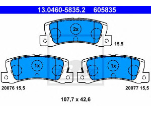 ATE 13.0460-5835.2 stabdžių trinkelių rinkinys, diskinis stabdys 
 Techninės priežiūros dalys -> Papildomas remontas
04466-12031, 04466-12040, 04466-12070