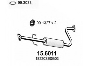 ASSO 15.6011 vidurinis duslintuvas 
 Išmetimo sistema -> Duslintuvas
18220SE0G01, 18220SE0G02, 18220SE0G03