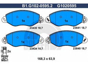 GALFER B1.G102-0595.2 stabdžių trinkelių rinkinys, diskinis stabdys 
 Techninės priežiūros dalys -> Papildomas remontas
1144288, 1318147, 1465168, 4095132
