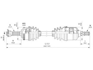 OPEN PARTS DRS6377.00 kardaninis velenas 
 Ratų pavara -> Kardaninis velenas
391012F000, 391012F001