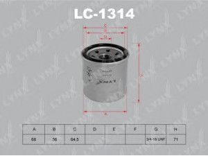 LYNXauto LC-1314 alyvos filtras 
 Techninės priežiūros dalys -> Techninės priežiūros intervalai
47 08 878, 47 11 189, 16510A-73020-000