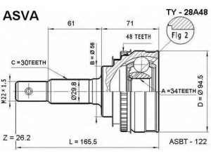ASVA TY-28A48 jungčių komplektas, kardaninis velenas 
 Ratų pavara -> Sujungimai/komplektas
43410-06080, 43410-06100, 43420-06080