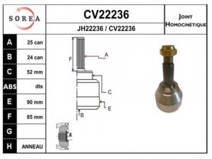 EAI CV22236K jungčių komplektas, kardaninis velenas 
 Ratų pavara -> Sujungimai/komplektas