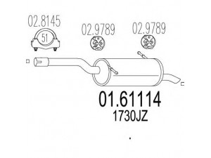 MTS 01.61114 galinis duslintuvas 
 Išmetimo sistema -> Duslintuvas
1730JZ