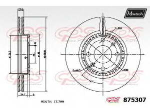 MAXTECH 875307.6980 stabdžių diskas 
 Stabdžių sistema -> Diskinis stabdys -> Stabdžių diskas
40206-00QAA, 77 00 780 892, 77 00 813 549