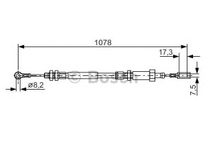 BOSCH 1 987 482 002 trosas, stovėjimo stabdys 
 Stabdžių sistema -> Valdymo svirtys/trosai
4745 V6, 1336889080, 4745 V6