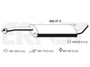 ERNST 695275 vidurinis duslintuvas 
 Išmetimo sistema -> Duslintuvas
20100-2X951