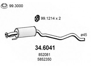 ASSO 34.6041 vidurinis duslintuvas 
 Išmetimo sistema -> Duslintuvas
5852350, 5852972, 852081, 90411571