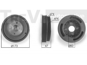TREVI AUTOMOTIVE PC1074 skriemulys, alkūninis velenas 
 Diržinė pavara -> Dirželio skriemulys
5066976AA