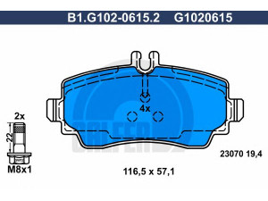 GALFER B1.G102-0615.2 stabdžių trinkelių rinkinys, diskinis stabdys 
 Techninės priežiūros dalys -> Papildomas remontas
414 420 02 20