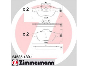 ZIMMERMANN 24535.180.1 stabdžių trinkelių rinkinys, diskinis stabdys 
 Techninės priežiūros dalys -> Papildomas remontas
4106 012 37R, 7701 209 100, 7701 209 670