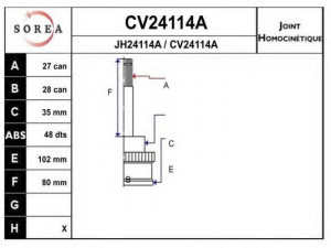 EAI CV24114AK jungčių komplektas, kardaninis velenas