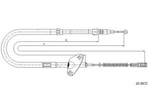 CABOR 10.9872 trosas, stovėjimo stabdys 
 Stabdžių sistema -> Valdymo svirtys/trosai
6014203685, 6014204685