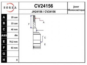EAI CV24156K jungčių komplektas, kardaninis velenas