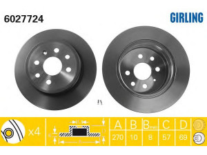 GIRLING 6027724 stabdžių diskas 
 Stabdžių sistema -> Diskinis stabdys -> Stabdžių diskas
569117, 569209, 90512909, 90512909