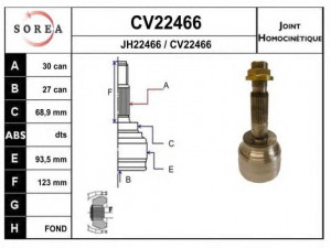EAI CV22466K jungčių komplektas, kardaninis velenas