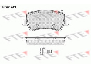 FTE BL2049A3 stabdžių trinkelių rinkinys, diskinis stabdys 
 Techninės priežiūros dalys -> Papildomas remontas
1426143, 1426144, 1439866, 1459450