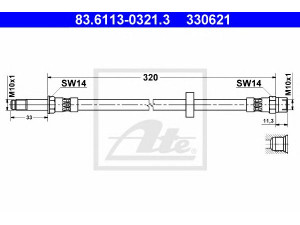 ATE 83.6113-0321.3 stabdžių žarnelė 
 Stabdžių sistema -> Stabdžių žarnelės
1L0 611 701, 1L0 611 701 A, 30665463