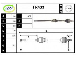 SERA TR433 kardaninis velenas 
 Ratų pavara -> Kardaninis velenas
8200164149, 8200477655