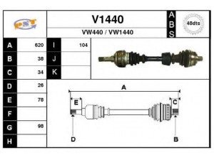 SNRA V1440 kardaninis velenas 
 Ratų pavara -> Kardaninis velenas
1132493, 1689948, 1689949, 7M0407271A