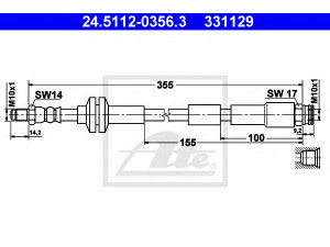 ATE 24.5112-0356.3 stabdžių žarnelė 
 Stabdžių sistema -> Stabdžių žarnelės
51800680, 1563598