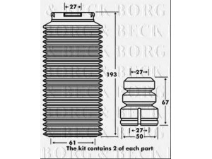 BORG & BECK BPK7036 apsauginio dangtelio komplektas, amortizatorius