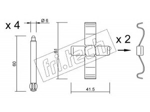 fri.tech. KIT.085 priedų komplektas, diskinių stabdžių trinkelės