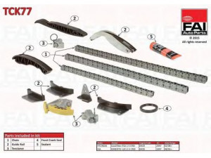 FAI AutoParts TCK77 pavaros grandinės komplektas 
 Variklis -> Variklio uždegimo laiko reguliavimo kontrolė -> Sinchronizavimo grandinė/įtempiklis/kreiptuvas -> Pavaros grandinės komplektas
243614A020