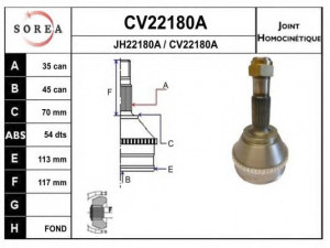 EAI CV22180AK jungčių komplektas, kardaninis velenas 
 Ratų pavara -> Sujungimai/komplektas