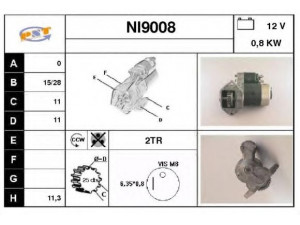 SNRA NI9008 starteris 
 Elektros įranga -> Starterio sistema -> Starteris
2330015A00, 23300M8100, 23300M8101