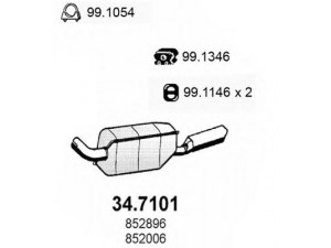 ASSO 34.7101 galinis duslintuvas 
 Išmetimo sistema -> Duslintuvas
852006, 852896, 90350168, 90392614