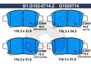 GALFER B1.G102-0714.2 stabdžių trinkelių rinkinys, diskinis stabdys 
 Techninės priežiūros dalys -> Papildomas remontas
04465-0W050, 04465-13020, 04465-13050