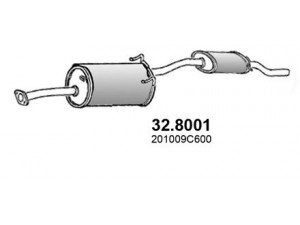 ASSO 32.8001 vidurinis / galinis duslintuvas 
 Išmetimo sistema -> Duslintuvas
201009C600, 201009C601
