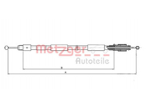 METZGER 10.7634 trosas, stovėjimo stabdys 
 Stabdžių sistema -> Valdymo svirtys/trosai
7L8 609 721C