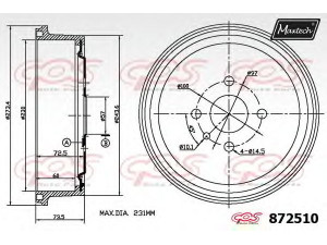 MAXTECH 872510.0000 stabdžių būgnas 
 Stabdžių sistema -> Būgninis stabdys -> Stabdžių būgnas
5 68 038, 5 68 051, 5 68 056, 90077721