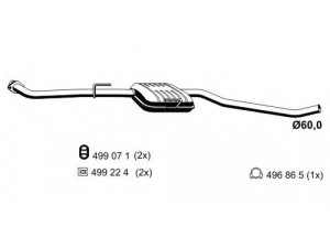 ERNST 024297 vidurinis duslintuvas 
 Išmetimo sistema -> Duslintuvas
58 52 846, 8 52 156, 90528007