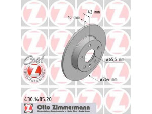 ZIMMERMANN 430.1485.20 stabdžių diskas 
 Dviratė transporto priemonės -> Stabdžių sistema -> Stabdžių diskai / priedai
569 109, 90575113, 9117772, 93188707