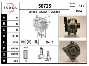 EAI 56725 kintamosios srovės generatorius 
 Elektros įranga -> Kint. sr. generatorius/dalys -> Kintamosios srovės generatorius
71716671, A4TF0091, A4TF0091B, 57054F