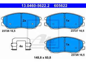 ATE 13.0460-5622.2 stabdžių trinkelių rinkinys, diskinis stabdys 
 Techninės priežiūros dalys -> Papildomas remontas
58101-3BA02, 58101-H1A80