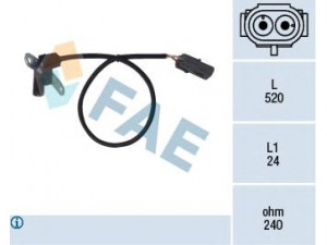 FAE 79024 impulso jutiklis, smagratis; RPM jutiklis, variklio valdymas 
 Elektros įranga -> Jutikliai
77 00 728 637, 77 00 728 638, 77 00 739 793