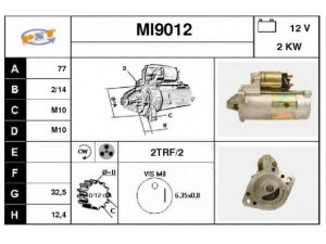 SNRA MI9012 starteris 
 Elektros įranga -> Starterio sistema -> Starteris
M2T84071, M2T87071, M2T87072, M2T87971