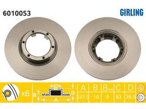 GIRLING 6010053 stabdžių diskas 
 Stabdžių sistema -> Diskinis stabdys -> Stabdžių diskas
7700502515, 7701466540, 2677502515